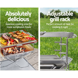 Camping Fire Pit BBQ Portable Folding Stainless Steel Stove Outdoor Pits