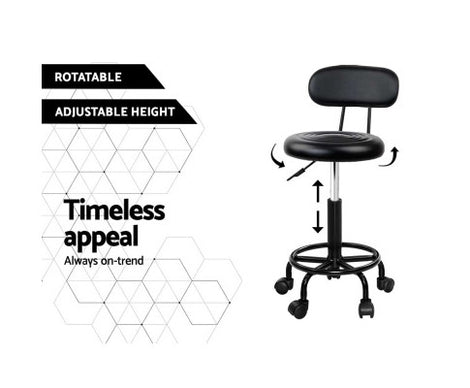 2X Salon Stool Swivel Backrest Chair Barber Hairdressing Hydraulic Lift