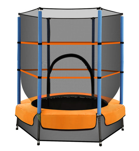 Everfit 4.5FT Trampoline for Kids w/ Enclosure Safety Net Rebounder Gift Orange