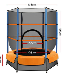 Everfit 4.5FT Trampoline for Kids w/ Enclosure Safety Net Rebounder Gift Orange