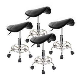 Forever Beauty 4 Set Black Salon Barber Stool Swivel Saddle Type