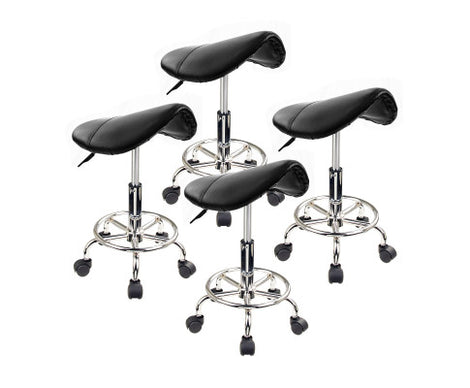 Forever Beauty 4 Set Black Salon Barber Stool Swivel Saddle Type