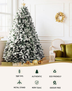 Jingle Jollys Christmas Tree 1.8M Xmas Trees Decorations Snowy 758 Tips