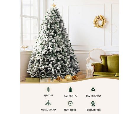 Jingle Jollys Christmas Tree 1.8M Xmas Trees Decorations Snowy 758 Tips