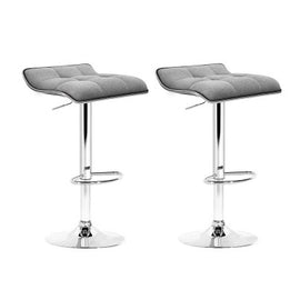 2 Fabric Bar Stools Swivel Bar Stools- Grey Chrome