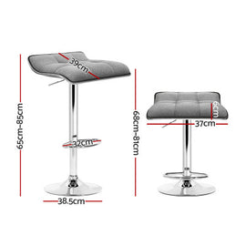 2 Fabric Bar Stools Swivel Bar Stools- Grey Chrome