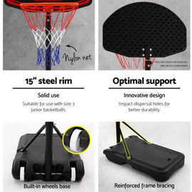 Adjustable Portable Basketball Stand Hoop System Rim Black