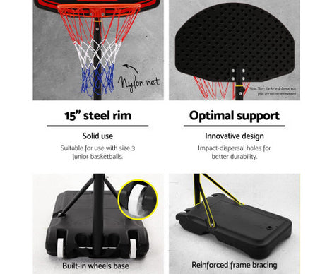 Adjustable Portable Basketball Stand Hoop System Rim Black