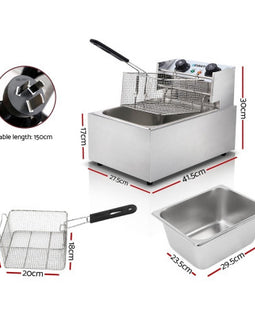 Commercial Electric Single Deep Fryer - Silver