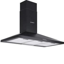 Range Hood Rangehood 90cm 900mm Kitchen Canopy LED Light Wall Mount Black