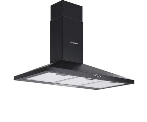 Range Hood Rangehood 90cm 900mm Kitchen Canopy LED Light Wall Mount Black