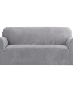 Velvet Sofa Cover Plush Couch Cover Lounge Slipcover 3 Seater Grey