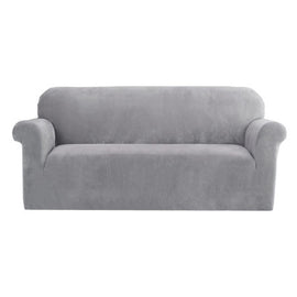 Velvet Sofa Cover Plush Couch Cover Lounge Slipcover 3 Seater Grey