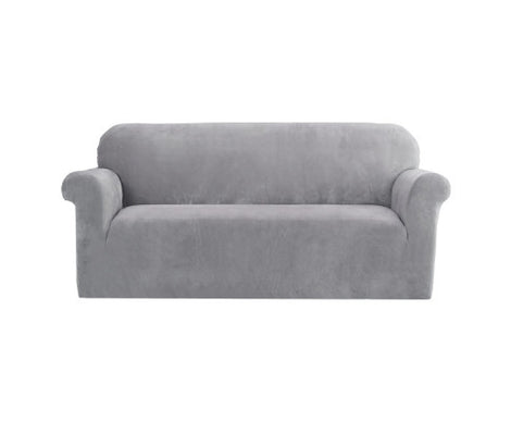 Velvet Sofa Cover Plush Couch Cover Lounge Slipcover 3 Seater Grey