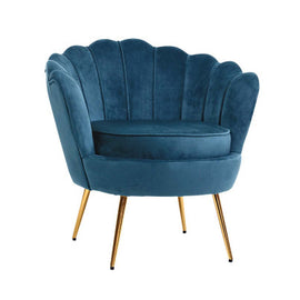 Armchair Lounge Chair Accent Retro Armchairs Lounge Shell Velvet Navy