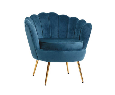 Armchair Lounge Chair Accent Retro Armchairs Lounge Shell Velvet Navy