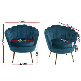 Armchair Lounge Chair Accent Retro Armchairs Lounge Shell Velvet Navy