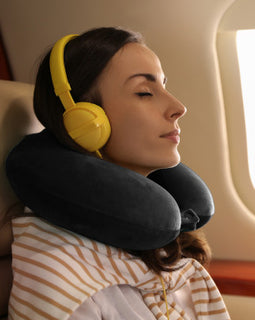 Milano Decor Memory Foam Travel Neck Pillow With Clip Cushion Support Soft Black