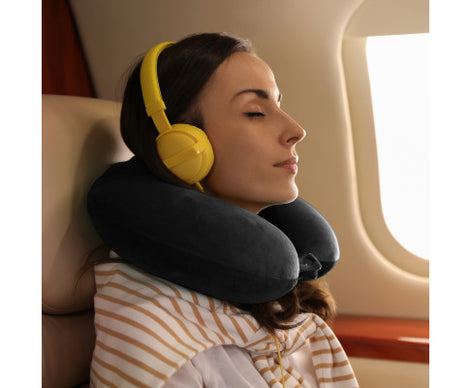 Milano Decor Memory Foam Travel Neck Pillow With Clip Cushion Support Soft Black